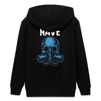 Rave-Totenkopf-Gasmaske - Teenager Organic Kapuzenjacke Mini Cultivator von Stanley/Stella - Schwarz - Hinten - AI Model Teenager Male light (155cm)