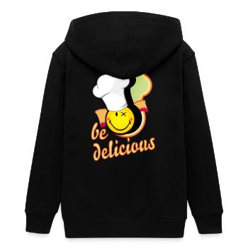 fröhliches Smiley mit großer Kochmütze - Teenager Organic Kapuzenjacke Mini Cultivator von Stanley/Stella - Schwarz - Hinten - AI Model Teenager Male light (155cm)
