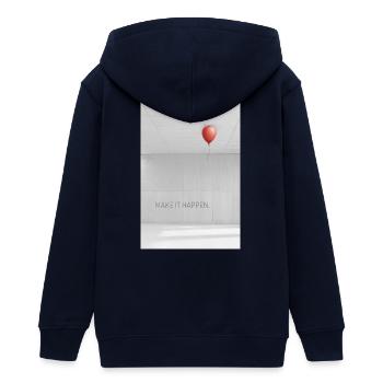 Make it happen minimalist Motivation Saying - Teens Organic Zip-up Hoodie by Stanley/Stella - navy - Back - AI Model Teenager Male light (155cm)