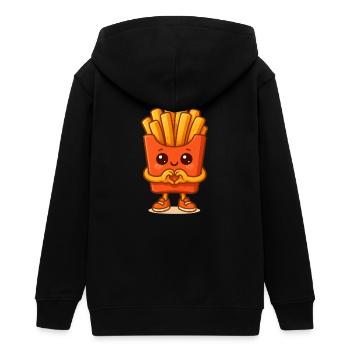 Personnage de Kawaii Fries Heart - Veste à capuche ado bio Stanley/Stella - noir - Dos - AI Model Teenager Male light (155cm)