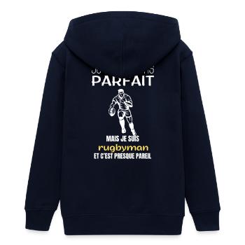 Rugbyman je ne suis pas parfait - Veste à capuche ado bio Stanley/Stella - marine - Dos - AI Model Teenager Male light (155cm)