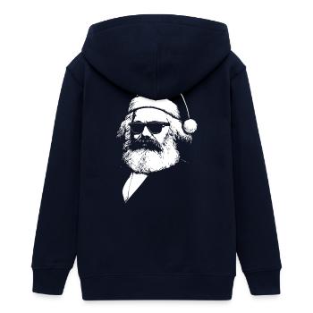 Karl Marx als Weihnachtsmann - Teenager Organic Kapuzenjacke Mini Cultivator von Stanley/Stella - Navy - Hinten - AI Model Teenager Male light (155cm)