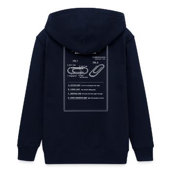 Schéma de plan de brevet pour trombone vintage - Veste à capuche ado bio Stanley/Stella - marine - Dos - AI Model Teenager Male light (155cm)