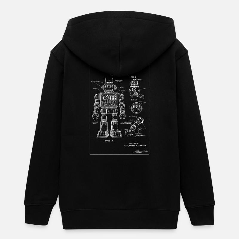 Art breveté du plan de robot rétro - Veste à capuche ado bio Stanley/Stella - noir