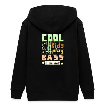 For children Cool Kids play bass clarinet - Teenager Organic Kapuzenjacke Mini Cultivator von Stanley/Stella - Schwarz - Hinten - AI Model Teenager Male light (155cm)