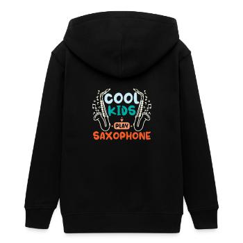 Children cool kids play saxophone - Teenager Organic Kapuzenjacke Mini Cultivator von Stanley/Stella - Schwarz - Hinten - AI Model Teenager Male light (155cm)