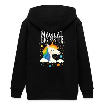 Einhorn Magie Große Schwester Schwester - Teenager Organic Kapuzenjacke Mini Cultivator von Stanley/Stella - Schwarz - Hinten - AI Model Teenager Male light (155cm)