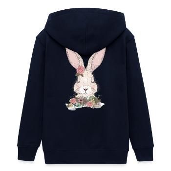 träumendes Kaninchen mit Blumen Verzierung - Teenager Organic Kapuzenjacke Mini Cultivator von Stanley/Stella - Navy - Hinten - AI Model Teenager Male light (155cm)