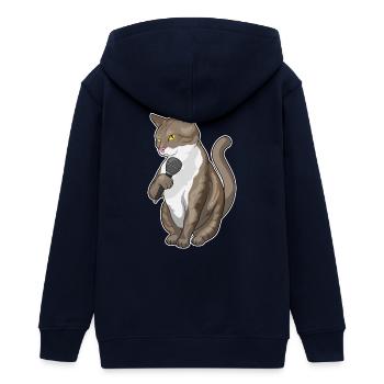 Cat Singer Microphone Singing - Teens Organic Zip-up Hoodie by Stanley/Stella - navy - Back - AI Model Teenager Male light (155cm)