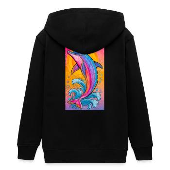 Delfin - Teenager Organic Kapuzenjacke Mini Cultivator von Stanley/Stella - Schwarz - Hinten - AI Model Teenager Male light (155cm)