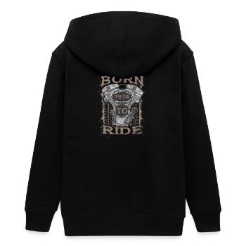 Born to Ride motorcycle 1974 - Teenager Organic Kapuzenjacke Mini Cultivator von Stanley/Stella - Schwarz - Hinten - AI Model Teenager Male light (155cm)