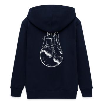 world hand earth puppet player Puppenspieler - Teenager Organic Kapuzenjacke Mini Cultivator von Stanley/Stella - Navy - Hinten - AI Model Teenager Male light (155cm)