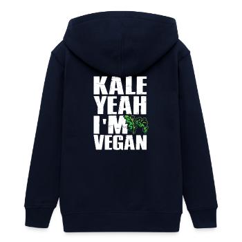 Kale Yeah I am Vegan - Teenager Organic Kapuzenjacke Mini Cultivator von Stanley/Stella - Navy - Hinten - AI Model Teenager Male light (155cm)