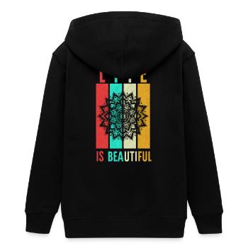La vie est belle Mandala - Veste à capuche ado bio Stanley/Stella - noir - Dos - AI Model Teenager Male light (155cm)