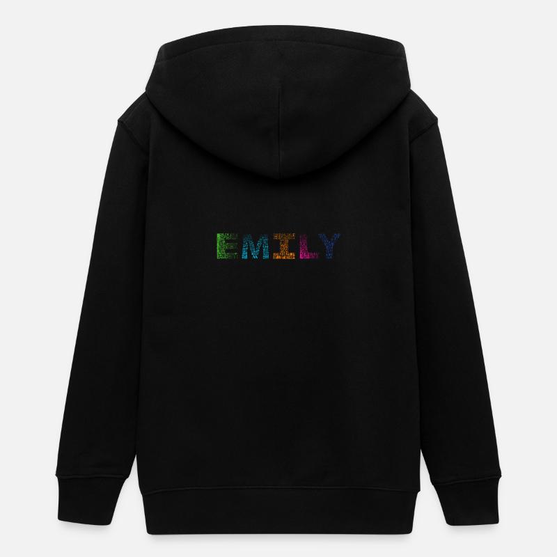 Emily Letter Name - Veste à capuche ado bio Stanley/Stella - noir