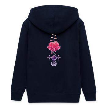 Ätherisches Lotusblütensymbol - Teenager Organic Kapuzenjacke Mini Cultivator von Stanley/Stella - Navy - Hinten - AI Model Teenager Male light (155cm)