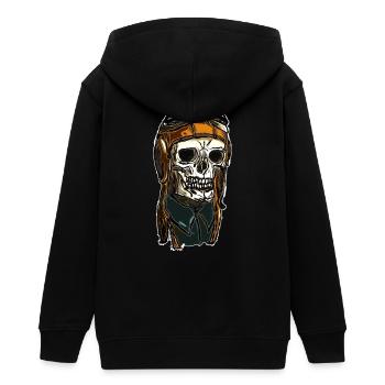 Skull mit Helmkappe - Teenager Organic Kapuzenjacke Mini Cultivator von Stanley/Stella - Schwarz - Hinten - AI Model Teenager Male light (155cm)