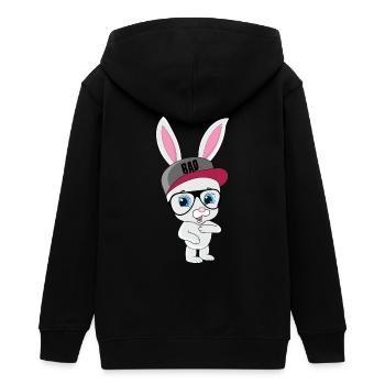 Cooler Hase Kaninchen mit Cap und Brille - Teenager Organic Kapuzenjacke Mini Cultivator von Stanley/Stella - Schwarz - Hinten - AI Model Teenager Male light (155cm)