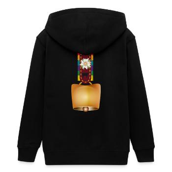 geschmückte Kuhglocke und Edelweiß Blüte - Teenager Organic Kapuzenjacke Mini Cultivator von Stanley/Stella - Schwarz - Hinten - AI Model Teenager Male light (155cm)