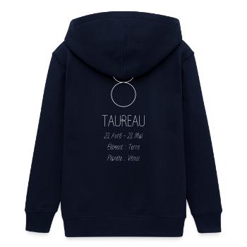 Signe du Taureau - Veste à capuche ado bio Stanley/Stella - marine - Dos - AI Model Teenager Male light (155cm)