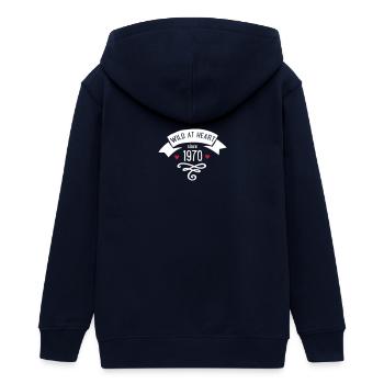 1970 - Teens Organic Zip-up Hoodie by Stanley/Stella - navy - Back - AI Model Teenager Male light (155cm)