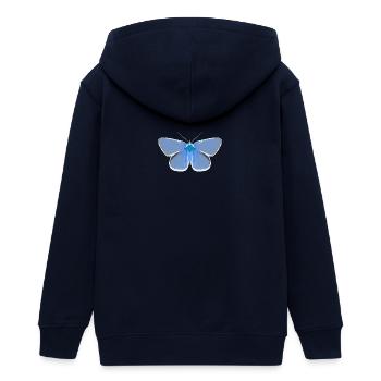 Schmetterlinge: Der gemeine Bläuling - Teenager Organic Kapuzenjacke Mini Cultivator von Stanley/Stella - Navy - Hinten - AI Model Teenager Male light (155cm)