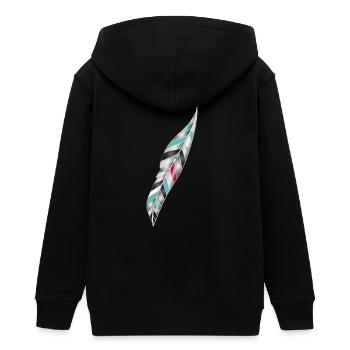 Plume d’oiseau artistique dans le style ethno - Veste à capuche ado bio Stanley/Stella - noir - Dos - AI Model Teenager Male light (155cm)