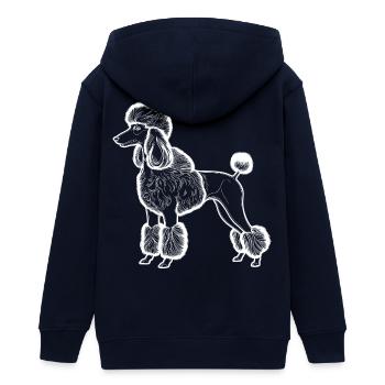 Poodle Lineart - Teens Organic Zip-up Hoodie by Stanley/Stella - navy - Back - AI Model Teenager Male light (155cm)