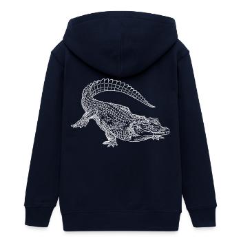 Krokodil Kunst Skizze Grafik Wildtierliebhaber - Teenager Organic Kapuzenjacke Mini Cultivator von Stanley/Stella - Navy - Hinten - AI Model Teenager Male light (155cm)