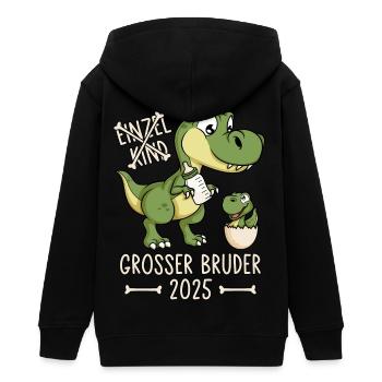 Großer Bruder 2025 Dino Einzelkind Dinosaurier - Teenager Organic Kapuzenjacke Mini Cultivator von Stanley/Stella - Schwarz - Hinten - AI Model Teenager Male light (155cm)