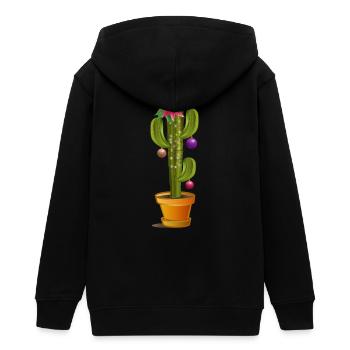 weihnachtlich geschmückter Kaktus Weihnachtsstern - Teenager Organic Kapuzenjacke Mini Cultivator von Stanley/Stella - Schwarz - Hinten - AI Model Teenager Male light (155cm)
