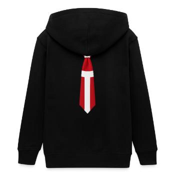 Denmark Tie – Flaggendesign - Teenager Organic Kapuzenjacke Mini Cultivator von Stanley/Stella - Schwarz - Hinten - AI Model Teenager Male light (155cm)