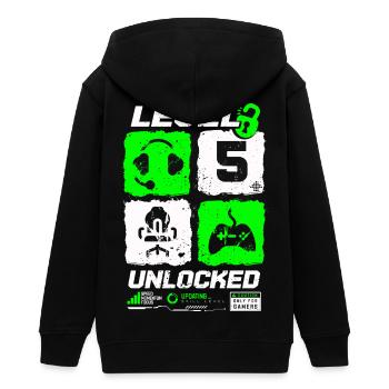 Niveau débloqué Gamer Anniversaire 5 ans - Veste à capuche ado bio Stanley/Stella - noir - Dos - AI Model Teenager Male light (155cm)