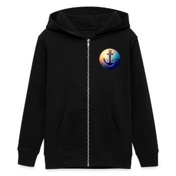 Anker-Sonnenuntergang Rund - Teenager Organic Kapuzenjacke Mini Cultivator von Stanley/Stella - Schwarz - Vorne - AI Model Teenager Male light (155cm)
