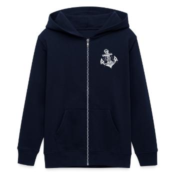 Kunstvoller Anker im eleganten Tattoo Style - Teenager Organic Kapuzenjacke Mini Cultivator von Stanley/Stella - Navy - Vorne - AI Model Teenager Male light (155cm)