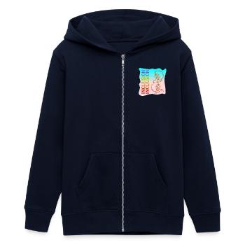 INKLUSION VIELFALT LINIENZEICHNUNGEN - Teenager Organic Kapuzenjacke Mini Cultivator von Stanley/Stella - Navy - Vorne - AI Model Teenager Male light (155cm)