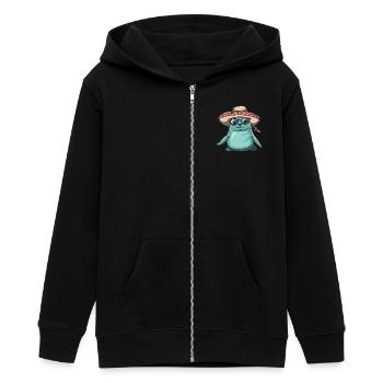 Robbe Tier Lustig Sombrero - Teenager Organic Kapuzenjacke Mini Cultivator von Stanley/Stella - Schwarz - Vorne - AI Model Teenager Male light (155cm)