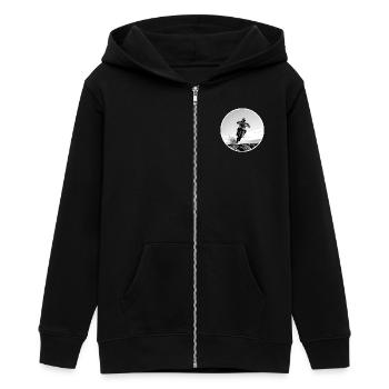 Motocross schwarz-weißes Logo - Weiß - Teenager Organic Kapuzenjacke Mini Cultivator von Stanley/Stella - Schwarz - Vorne - AI Model Teenager Male light (155cm)