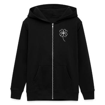 Vierblättriges Kleeblatt One Line Glückssymbol - Teenager Organic Kapuzenjacke Mini Cultivator von Stanley/Stella - Schwarz - Vorne - AI Model Teenager Male light (155cm)