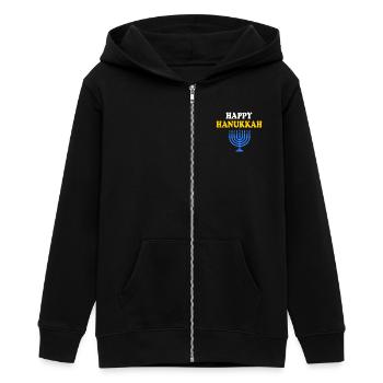 HAPPY HANUKKAH - Teenager Organic Kapuzenjacke Mini Cultivator von Stanley/Stella - Schwarz - Vorne - AI Model Teenager Male light (155cm)