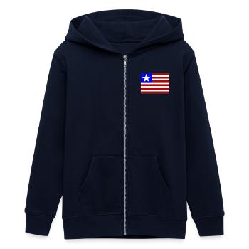 Liberia_Flagge_used - Teenager Organic Kapuzenjacke Mini Cultivator von Stanley/Stella - Navy - Vorne - AI Model Teenager Male light (155cm)