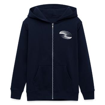 Twisted Whirlpool Spiral Planet Formation - Teens Organic Zip-up Hoodie by Stanley/Stella - navy - Front - AI Model Teenager Male light (155cm)