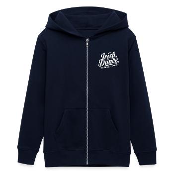 Proud of Irish Dance - Teens Organic Zip-up Hoodie by Stanley/Stella - navy - Front - AI Model Teenager Male light (155cm)