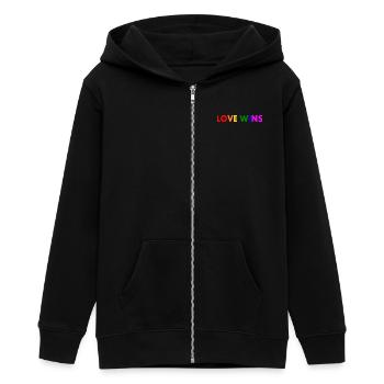 Love wins - Teenager Organic Kapuzenjacke Mini Cultivator von Stanley/Stella - Schwarz - Vorne - AI Model Teenager Male light (155cm)