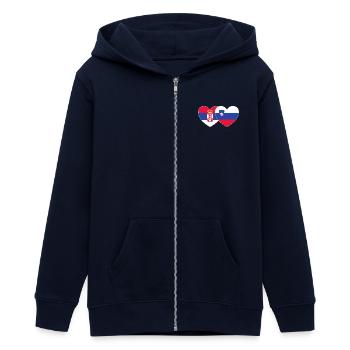 Serbie Slovénie Drapeau Coeur - Veste à capuche ado bio Stanley/Stella - marine - Devant - AI Model Teenager Male light (155cm)