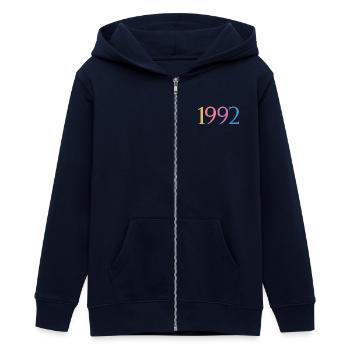 Année 1992, 30 ans, cadeau de 30e anniversaire - Veste à capuche ado bio Stanley/Stella - marine - Devant - AI Model Teenager Male light (155cm)
