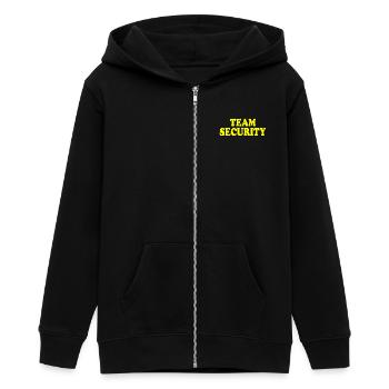Team security - Teens Organic Zip-up Hoodie by Stanley/Stella - black - Front - AI Model Teenager Male light (155cm)