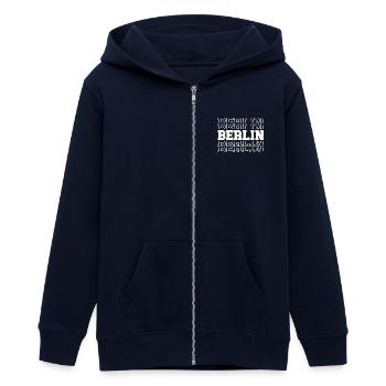 Style typographique berlinois - Veste à capuche ado bio Stanley/Stella - marine - Devant - AI Model Teenager Male light (155cm)