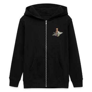 Space Terrier: Journey into the Unknown - Teens Organic Zip-up Hoodie by Stanley/Stella - black - Front - AI Model Teenager Male light (155cm)