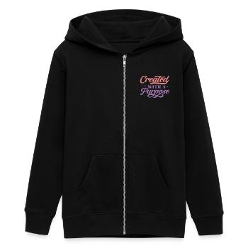 Created With A Purpose - Teenager Organic Kapuzenjacke Mini Cultivator von Stanley/Stella - Schwarz - Vorne - AI Model Teenager Male light (155cm)